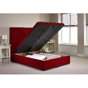 Appian Ottoman Divan Bed Frame Raspberry Chenille Fabric Double 4ft 6