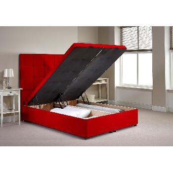 Appian Ottoman Divan Bed Frame Red Chenille Fabric Double 4ft 6