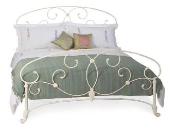 Arigna Glossy Ivory Metal Bed Frame - 4'6 Double