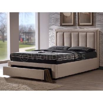 Atlanta Fabric Bed with Drawer Cream Double