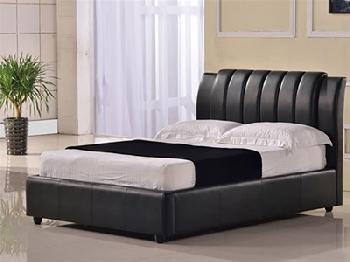 Balmoral Madrid 4' 6 Double Black Bed Frame Only Leather Bed