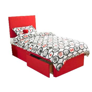 Bambini Red Divan Base Bambini Base No Drawer 2ft 6 Turin Red