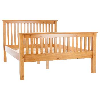 Barcelona Bed Frame High Foot End Double - Solid Pine