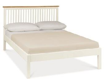 Bentley Designs Atlanta Two Tone - Low Foot End 5' King Size Oak and White Slatted Bedstead Wooden Bed