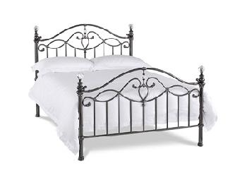 Bentley Designs Elena Black 4' Small Double Antique Nickel Bed Frame Only Metal Bed
