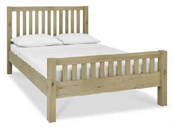 Bentley Designs Turin High Footend Bedstead 4' 6 Double Aged Oak Wooden Bed