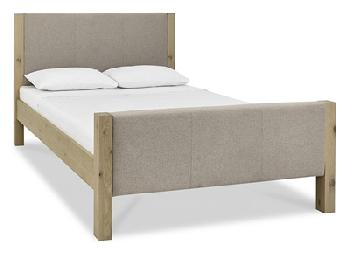 Bentley Designs Turin Upholstered High Footend Bedstead 4' 6 Double Aged Oak Wooden Bed