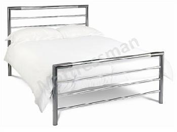 Bentley Designs Urban 4' Small Double Nickel And Chrome Slatted Bedstead Metal Bed