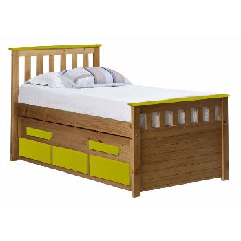 Bergamo Long Captains Guest Bed Antique with Lime