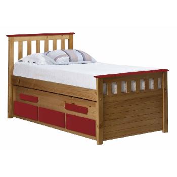 Bergamo Long Captains Guest Bed Antique with Red