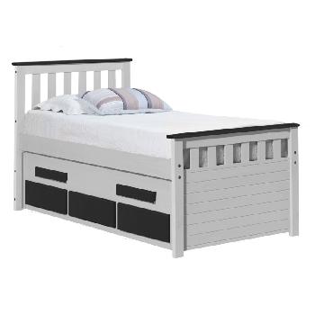 Bergamo Long Captains Guest Bed White with Graphite