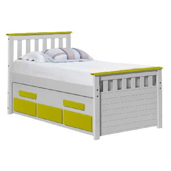 Bergamo Long Captains Guest Bed White with Lime