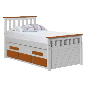 Bergamo Long Captains Guest Bed White with Orange