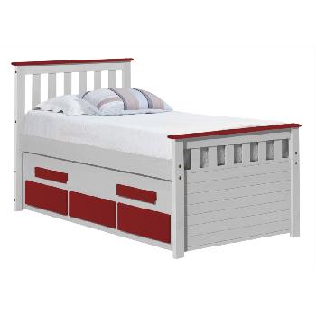 Bergamo Long Captains Guest Bed White with Red