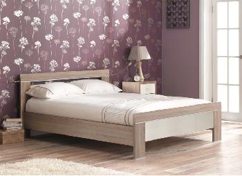 Berkeley Oak and Magnolia Gloss Bed Frame - 4'6 Double