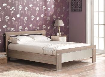 Berkeley Oak and Magnolia Gloss Wooden Bed Frame - 6'0 Super King