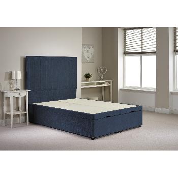 Bernshaw Ottoman Divan Bed Frame Denim Blue Velvet Fabric Double 4ft 6