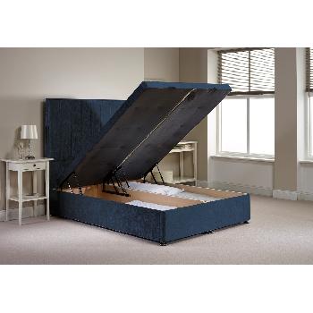 Bernshaw Ottoman Divan Bed Frame Denim Blue Velvet Fabric Single 3ft