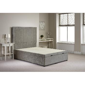 Bernshaw Ottoman Divan Bed Frame Silver Velvet Fabric King Size 5ft