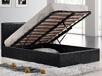 Birlea 4ft Berlin Small Double Black Faux Leather Ottoman Bed Frame