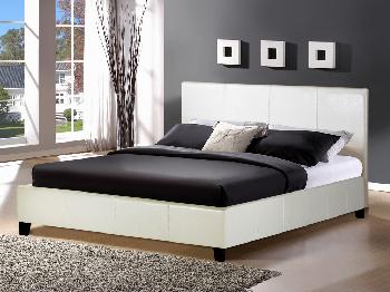 Birlea 4ft Berlin Small Double White Faux Leather Bed Frame