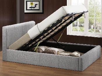 Birlea 4ft Brooklyn Small Double Light Grey Fabric Ottoman Bed Frame