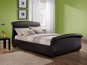 Birlea Barcelona 4' 6 Double Brown 2 Drawer Leather Bed