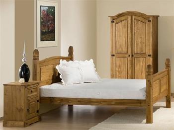 Birlea Corona High Food End 5' King Size Antique Wax Wooden Bed