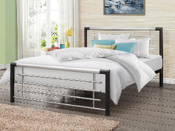 Birlea Faro Double Black and Silver Metal Bed Frame