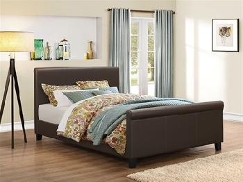 Birlea Hudson 4' Small Double Brown Leather Bed