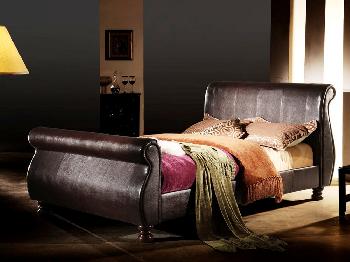 Birlea Marseille Double Brown Faux Leather Bed Frame