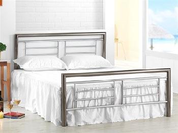 Birlea Montana 5' King Size Nickel and Chrome Slatted Bedstead Metal Bed