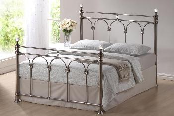 Birlea Shanghai Double Brushed Nickel Bed Frame