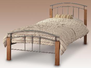 Birlea Tetras Single Silver Metal and Beech Bed Frame