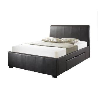 Black Amadora Faux Leather Drawer Bed Double