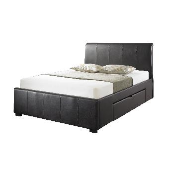 Black Amadora Faux Leather Drawer Bed Kingsize