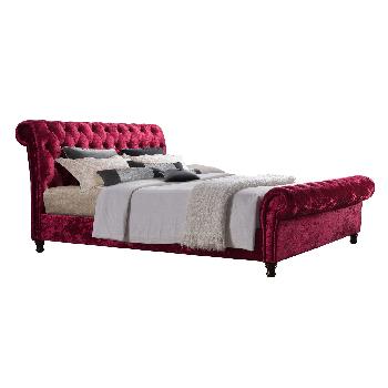 Bordeaux Fabric Bed Frame - Plum - Superking