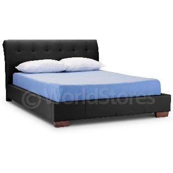 Boston Faux Leather Bed Frame Double Black