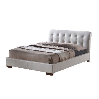 Boston Faux Leather Bed Frame - Double - White