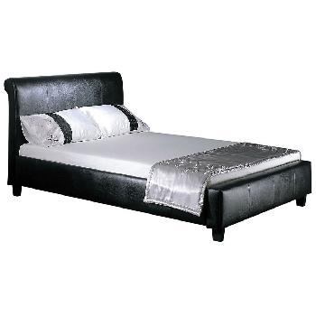 Boswell Leather Low Foot End Bed Frame in Red Double Black
