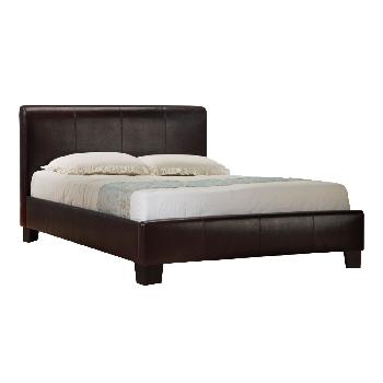 Brooklyn Faux Leather Bed Frame Brown Small Double