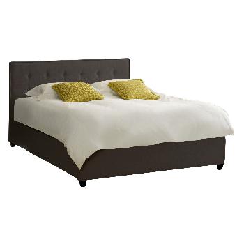Button Charcoal Fabric Bed - King