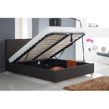 Button Ottoman Charcoal Fabric Bed - King