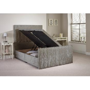 Buxley Divan Bed Frame Silver Velvet Fabric Double 4ft 6