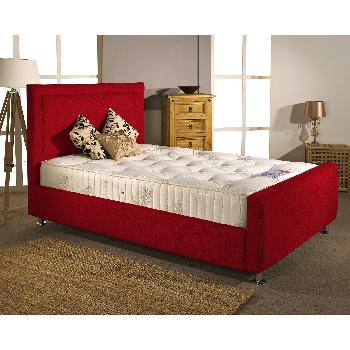 Calverton Divan Bed and Mattress Set Red Chenille Fabric King Size 5ft