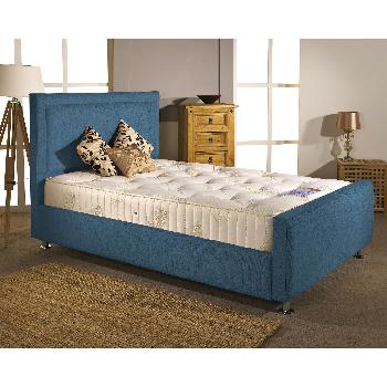 Calverton Divan Bed and Mattress Set Teal Chenille Fabric King Size 5ft