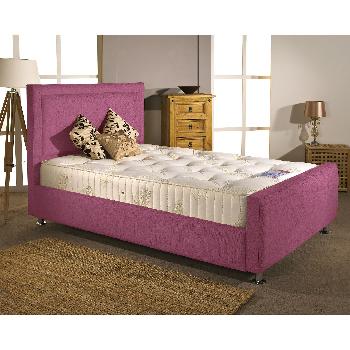 Calverton Divan Bed Frame Pink Chenille Fabric Single 3ft