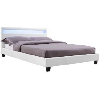 Canis White LED Faux Leather Bed Frame Canis White LED Double Faux Leather Bed Frame