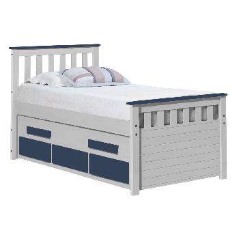 Captains bergamo short guest bed - Single - White and Blue