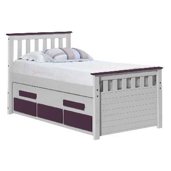 Captains bergamo short guest bed - Single - White and Lilac